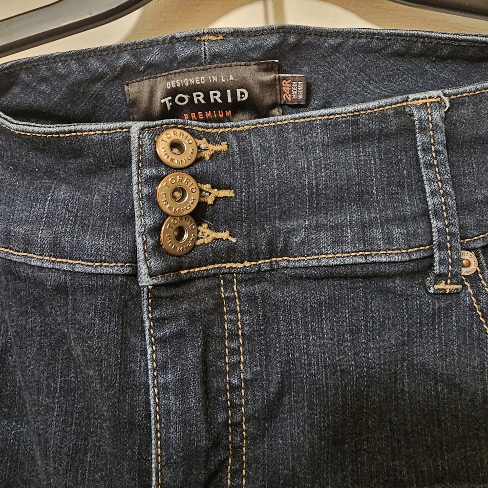 Torrid Blue Straight Leg Jeans with Subtle Fading - Picture 2 of 3
